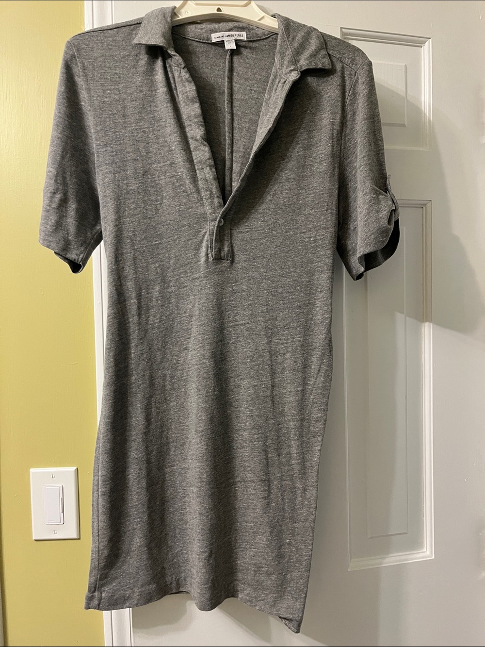 James Perse Gray Short Sleeve Tunic Polo
